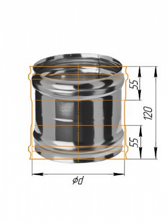 Адаптер котла d-150/150, 1мм, нерж. h=120мм на сайте Стройсервис
