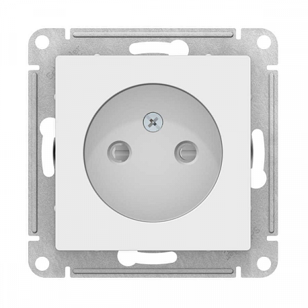 Механизм розетки 1-м СП AtlasDesign 16А IP20 без заземл.защ. шторки бел.  на сайте Стройсервис
