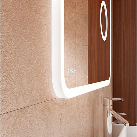 Зеркало Bliss LED 800*600 с сенсором. часами и линзой 3ЛП429 Агава