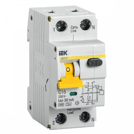 Выключатель автомат. дифф.тока  2п С16А 30мА тип A 6кА MAD22-5-016-C-30 IEK на сайте Стройсервис
