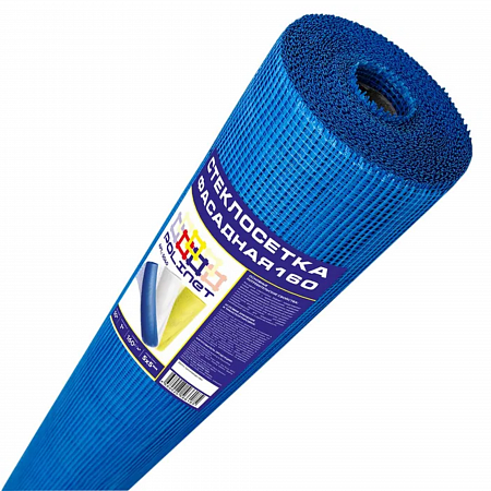 Сетка фасадная стеклотканевая 5х5 мм 1мх10м 160 г/м² синяя Polinet