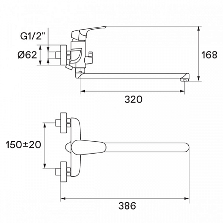 Смеситель для ванны Форт длинный излив, хром WH5A12004C001 Santek