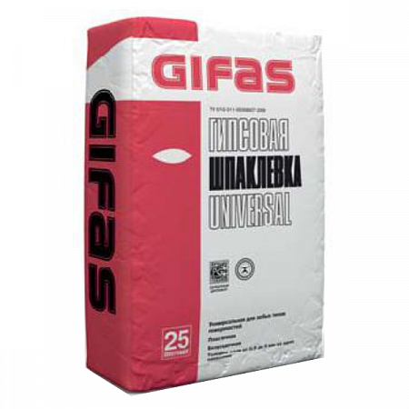 Шпатлевка гипсовая Gifas Universal 25кг  на сайте Стройсервис
