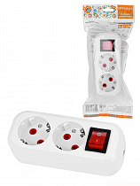 Колодка 2-х местная с/з белая с выключателем 16А 250В Народная (ЕС) TDM на сайте Стройсервис
