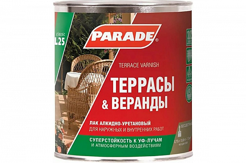 0006077 Лак алкидно-уретановый PARADE L25 Террасы & Веранды глянц. 0,75л  на сайте Стройсервис
