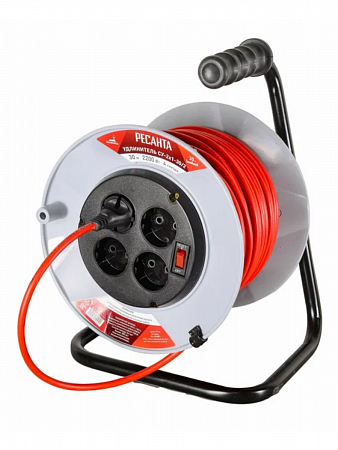Удлинитель на катушке 4х30м б/з 10А 2200Вт СУ-2Х1-30/2 61/118/4 Ресанта на сайте Стройсервис
