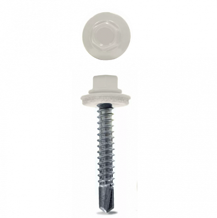 Саморезы  кровельные окрашенный  5,5х19мм RAL 9003 (ярко-белый) к металл.конструкции  на сайте Стройсервис
