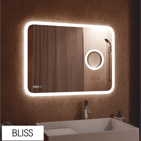 Зеркало Bliss LED 800*600 с сенсором. часами и линзой 3ЛП429 Агава