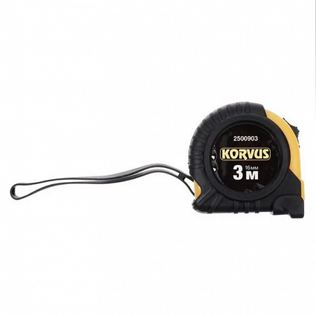 2500903 Рулетка  3м х 16мм, обрезиненный корпус, KORVUS на сайте Стройсервис
