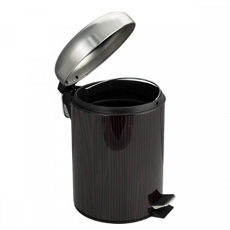 Ведро круглое 5л нерж. темное дерево (вставки под дерево с педалью) Санакс (3)