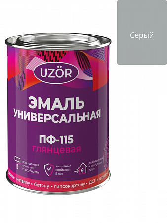 Эмаль ПФ-115 серая  0.8кг Узор *14/ Товар выведен из ассортимента на сайте Стройсервис
