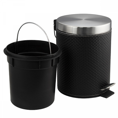 Ведро круглое с выделкой 5л нерж. (кожаные вставки с педалью) Санакс (5)