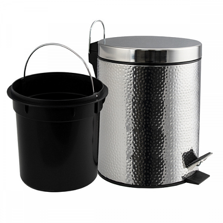 Ведро круглое шагреневое 5л нерж. (хром с педалью) Санакс (4)