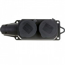 Розетка двойная с заземлением каучук с заглушками 16А IP44 черная 9322 IN HOME на сайте Стройсервис
