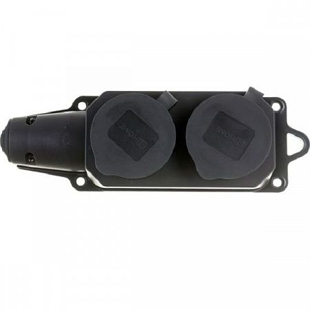 Розетка двойная с заземлением каучук с заглушками 16А IP44 черная 9322 IN HOME на сайте Стройсервис
