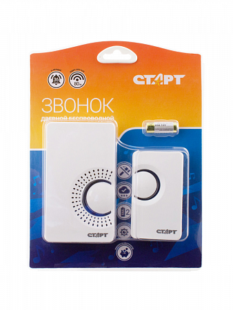 Звонок беспроводной СТАРТ 002 80м, 36 мелодий, индикатор, 3 ур.громкости 12655 СТАРТ