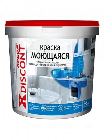Краска ВД интерьерная  1,5кг моющаяся акриловая ОРЕОЛ ДИСКОНТ *6/336 на сайте Стройсервис
