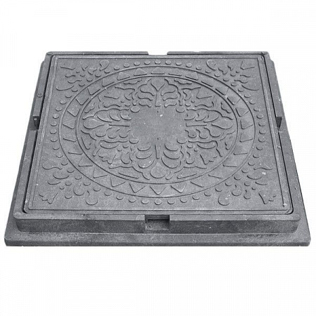 Люк ПП  черный тип  "ЛМУ" КВАДРАТНЫЙ садовый 660х660  на сайте Стройсервис
