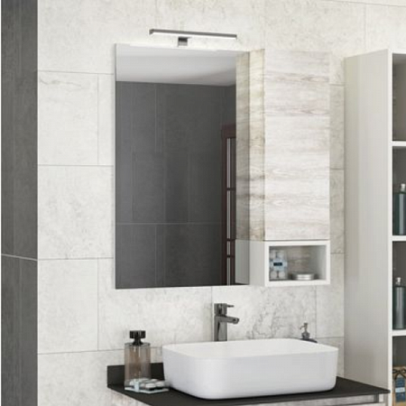 Шкаф-зеркало Прага-75 COMFORTY дуб белый на сайте Стройсервис
