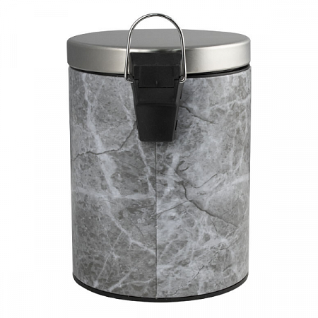 Ведро круглое 5л нерж. (мрамор с педалью) Санакс (1)