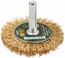 Щетка крацовка колесо, со штифтом, стальная латунированная волнистая проволока 50 мм на сайте Стройсервис

