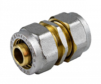 Муфта для металлопластиковой трубы, вода, компрессионная 26х26 ЕВРО никелированная  на сайте Стройсервис
