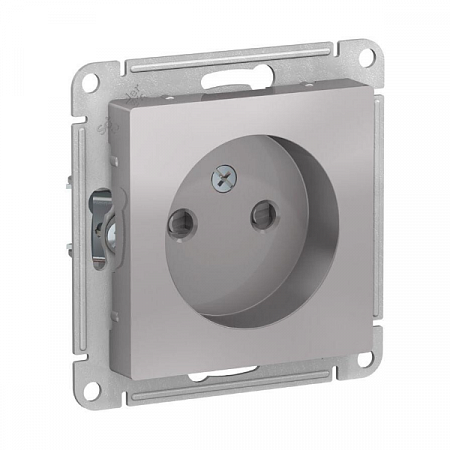 Механизм розетки 1-м СП AtlasDesign 16А IP20 без заземл.защ. шторки алюм.  на сайте Стройсервис
