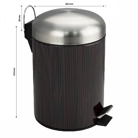 Ведро круглое 5л нерж. темное дерево (вставки под дерево с педалью) Санакс (5)