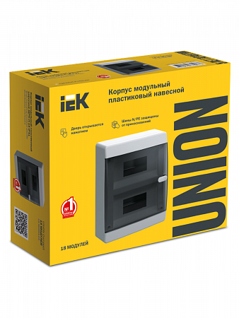 Бокс настенного монтажа 18 модулей ЩРН-П-18 IP41 UNION Compact черная прозрачная дверь UIC-KP12-N-18 (4)