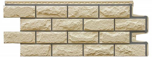 Фасадная панель Grand Line Колотый камень Desing бежевый со швом RAL7006 на сайте Стройсервис
