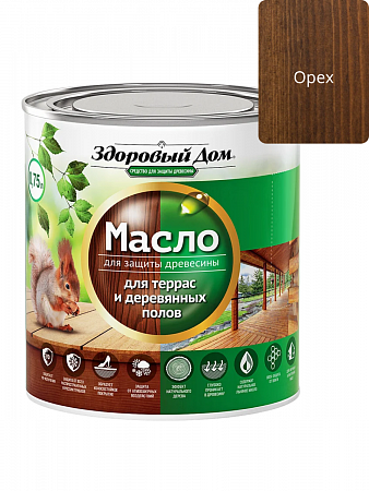 Масло для террас и деревянных полов Здоровый Дом 0,75л орех Лакра на сайте Стройсервис
