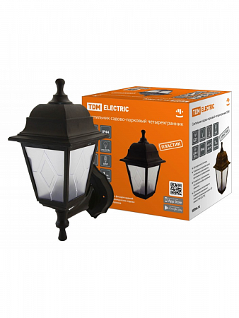 Светильник садово-парковый настенный 60Вт Е27 4-гранник черный пластик IP44TDM Electric на сайте Стройсервис
