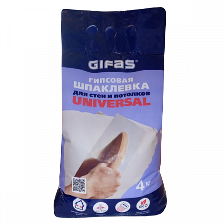 Шпатлевка гипсовая Gifas Universal 4 кг (Гифас) на сайте Стройсервис
