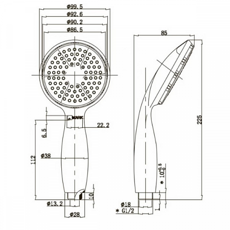 Лейка для душа 1 режим LM8001C хром LEMARK