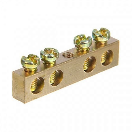 Шина нулевая 4групп/крепеж по центру, сеч.6х9 мм  на сайте Стройсервис
