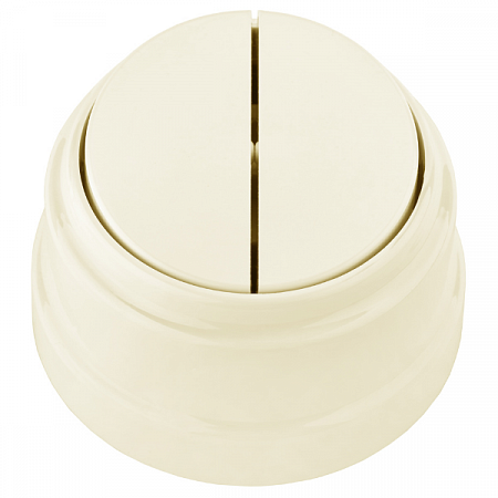 РЕТРО бежевый - выключатель 2-клавишный 10А О/У  СВЕТОПРИБОР на сайте Стройсервис
