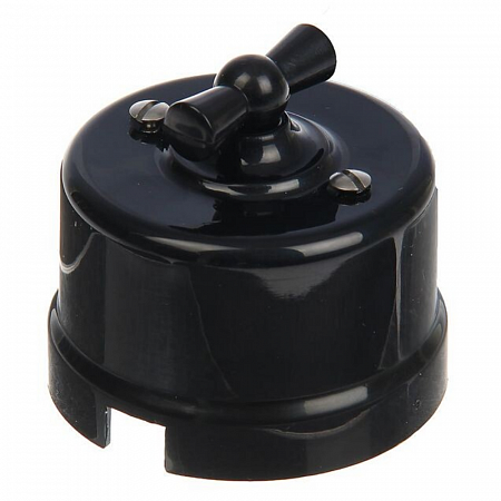 Выключатель проходной поворотный 1-кл. ОП Лизетта 10А IP20 ретро 2 полож.ABS-пластик черн.  на сайте Стройсервис
