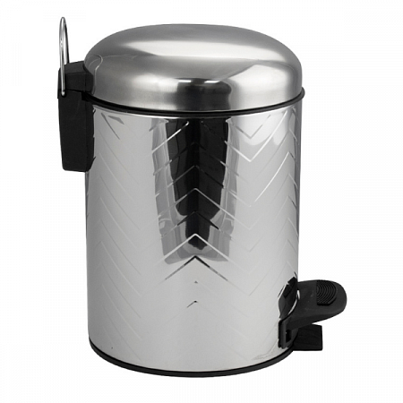 Ведро круглое с узором 5л нерж. (хром с педалью) Санакс