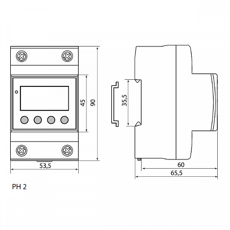 Реле контроля напряжения однофазное РН 2 40А-220В (LED-дисплей) SQ1504-0015 TDM