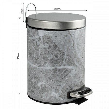 Ведро круглое 5л нерж. (мрамор с педалью) Санакс (4)