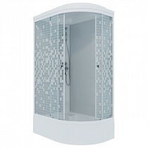 Душевая кабина "Коралл 120*80 В" Левая1/4 круга, сред.подд., Белый Мозаика, ДН4 (7 мест + сифон) на сайте Стройсервис
