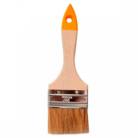 0101925 Кисть плоская "Хобби", натуральная щетина, дер. рукоятка, 63мм, KORVUS на сайте Стройсервис

