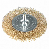 Щетка крацовка дисковая (плоская) 100*22 латунь со шпилькой на сайте Стройсервис
