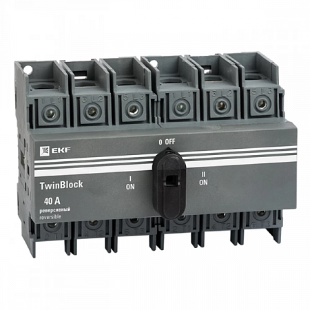 Рубильник 40A 3P реверсивный c рукояткой для прямой установки TwinBlock EKF на сайте Стройсервис
