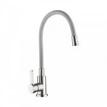 Смеситель для кухни с гибким изливом АК77105-22 Серый (без подводки)  нерж. AquaKratos  на сайте Стройсервис
