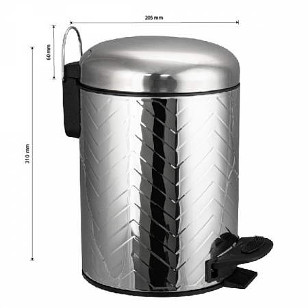 Ведро круглое с узором 5л нерж. (хром с педалью) Санакс (5)