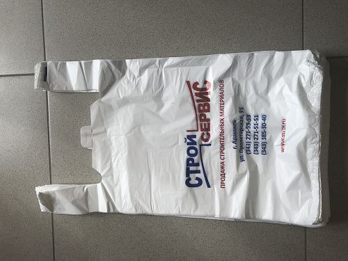 Пакет майка 300мм * 550мм   25мк печать 2 цвета  на сайте Стройсервис
