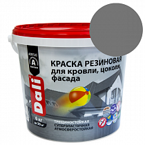"DALI" краска резиновая для кровли, цоколя, фасада, серый - 6 кг на сайте Стройсервис
