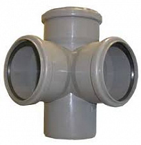 Крестовина канализ. серая Ду 110*110*110мм 90° РР-Н 2-х пл. Flextron на сайте Стройсервис
