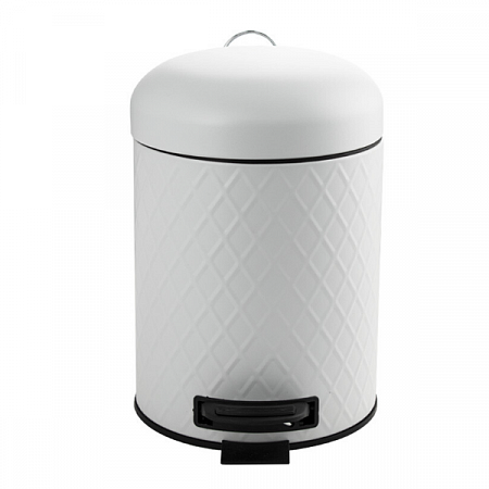 Ведро круглое с узором 12л нерж. (белое с педалью) Санакс (2)